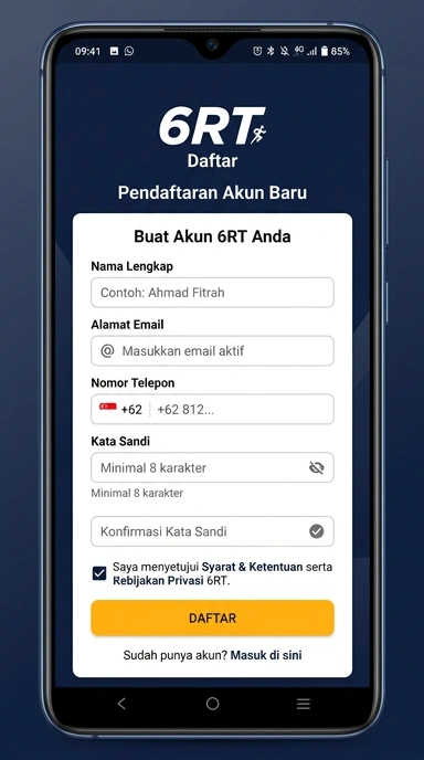 Buat Akun Baru di 6rt untuk Android