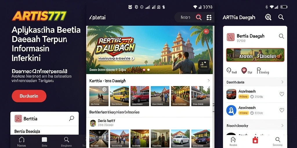 Tampilan antarmuka aplikasi ARTIS777 yang modern dan informatif.