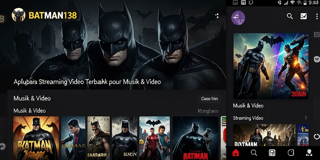 Antarmuka aplikasi Streaming Video BATMAN138 yang user-friendly.