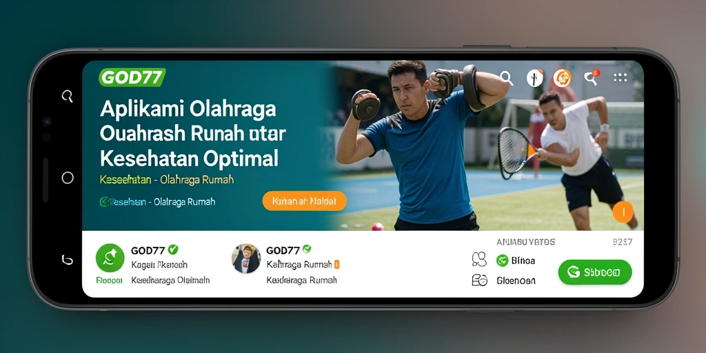 Screenshot aplikasi GOD77 menampilkan antarmuka ramah pengguna untuk olahraga rumah.