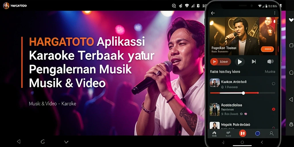 Tampilan antarmuka HARGATOTO dengan fungsi Karaoke yang menarik.