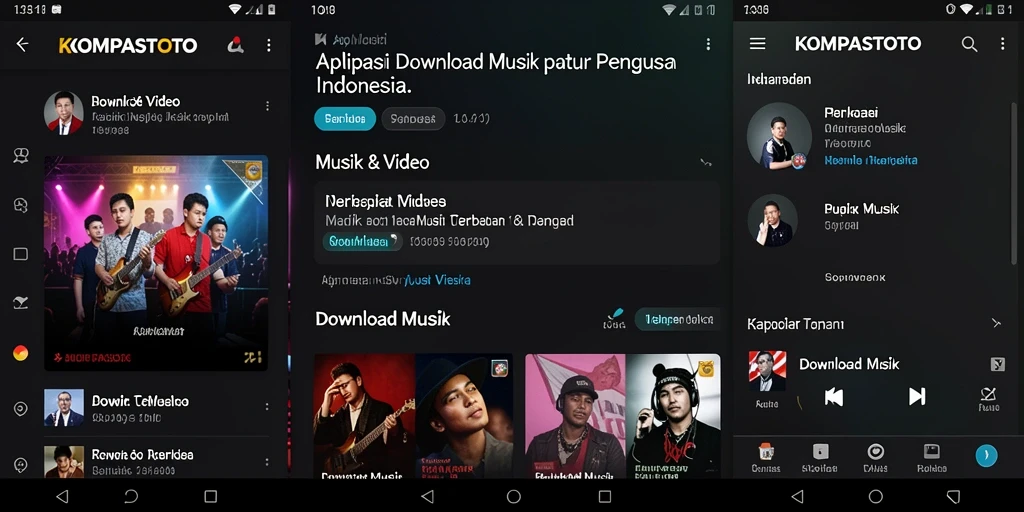 Antarmuka pengguna KOMPASTOTO untuk Download Musik yang intuitif.