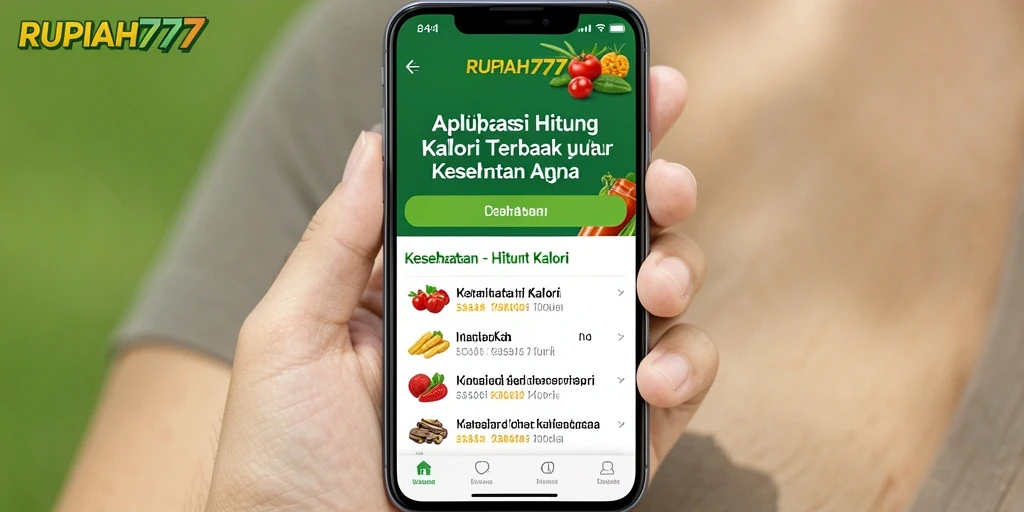 Antarmuka pengguna RUPIAH777 untuk menghitung kalori dengan mudah.